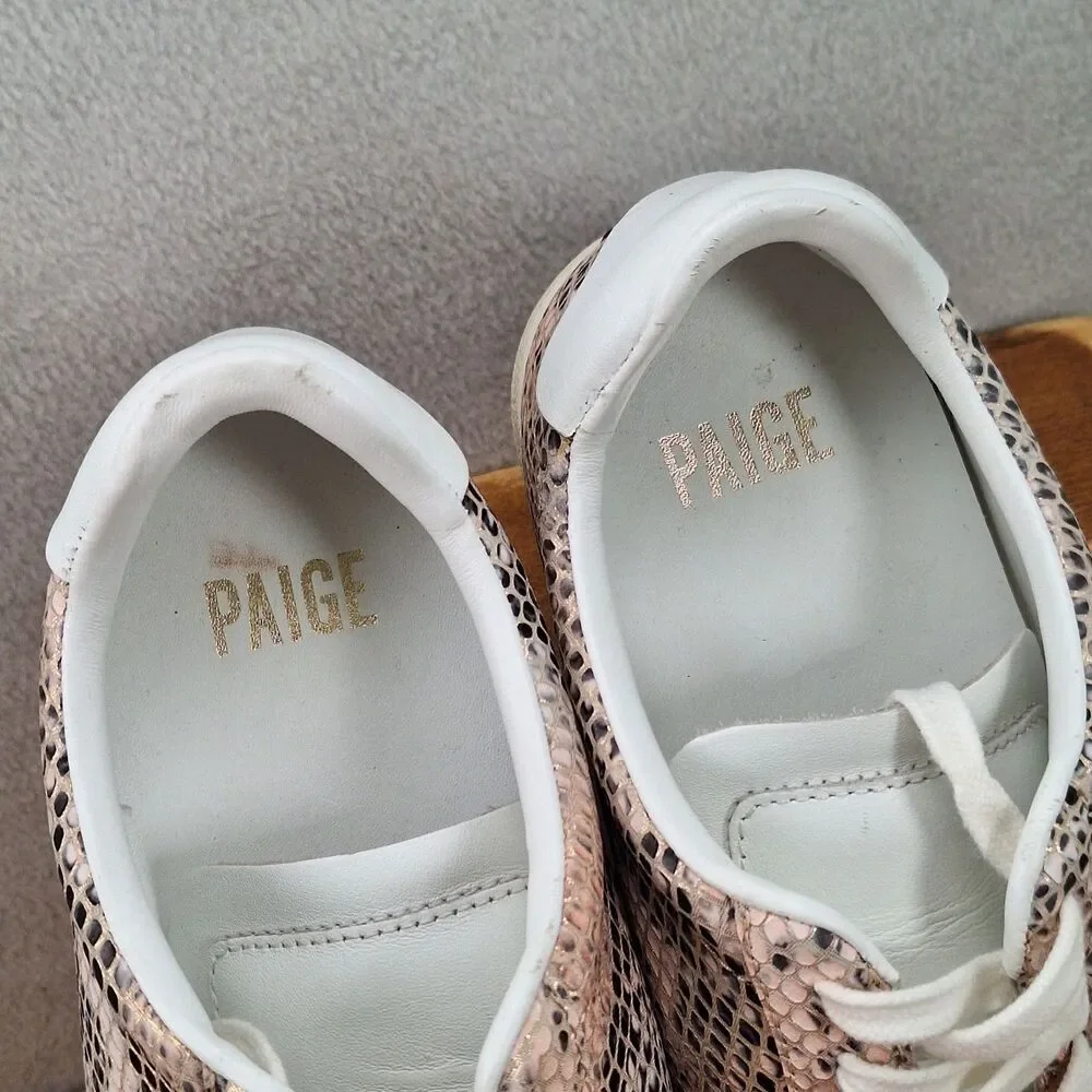Paige Amy Women's 7 Sneakers Pink Multi Embossed Snakeskin Leather Casual